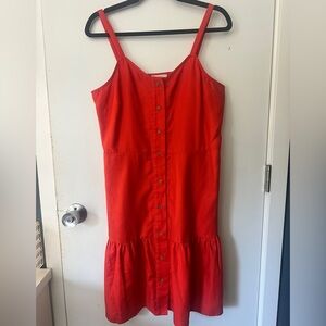 LOFT Red Orange Midi Dress size M
